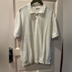 ZARA men’s white knit polo size XL